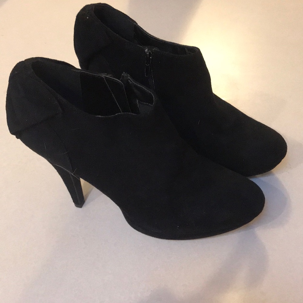 Worn once black booties with bow on back size 9